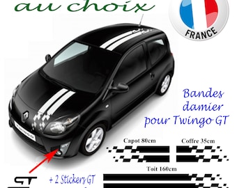 Checkered Stripe Kit for Twingo GT + 2 Bumper Stickers - Renault Sport - 047