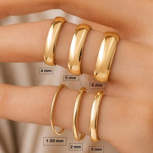 14金 1.50mm-2mm-3mm-4mm-5mm-6mm 結婚指輪 ミニマリスト結婚指輪、細身の重ね付けリング、彼女へのユニークな婚約ギフト、彼へのギフト