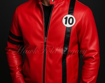 Ben 10 rood leren jack: Alien Force-cosplaykostuum cartoon anime cadeau voor hem