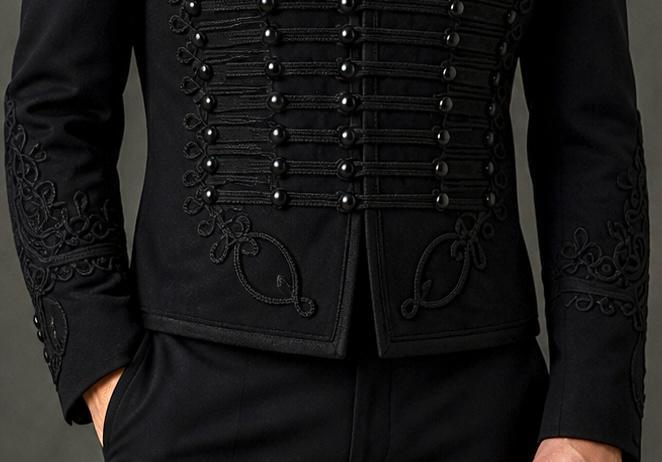 Military Napoleon Gothic Hussar Black Jacket Coat Blazer Men