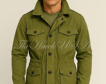 Veste camouflage militaire militaire Field US M-65 verte pour homme, manteau utilitaire robuste