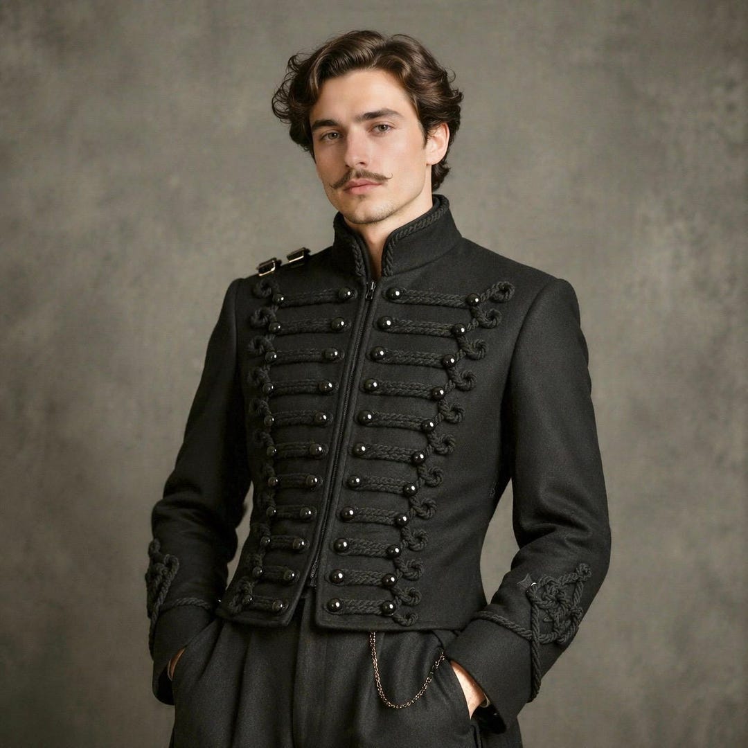 Buy Military Napoleon Gothic Hussar Black Jacket Coat Blazer Men
