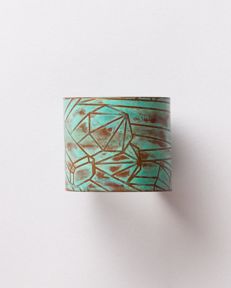 Quartz Etched Cuff w/ Verdigris Patina image 3