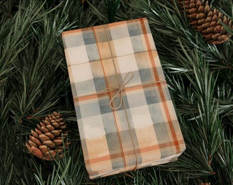 Orange and Blue Checkered Gift Wrap, 90 GSM Fine Art Paper
