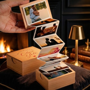 Personalized Wooden Photo Album - Pull Out Picture Keepsake