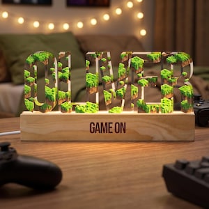 Personalized Pixel Block LED Lamp | Custom Name Gaming Night Light for Boys Room