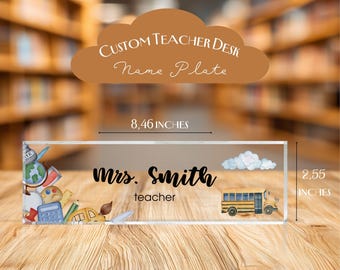 Tabliczka z imieniem na biurko nauczyciela – spersonalizowana dekoracja sali lekcyjnej z akrylu