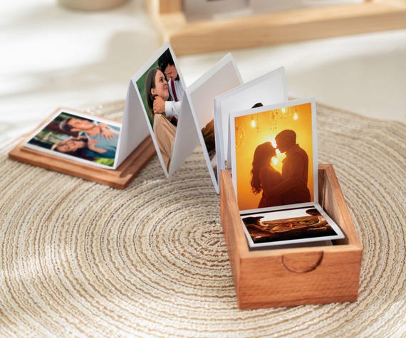 Unique Photo Gifts – Custom Pull Out Photo Album, Flipbook,  Personalized Wooden Photo Frame, Anniversary Gift for Him or Her
