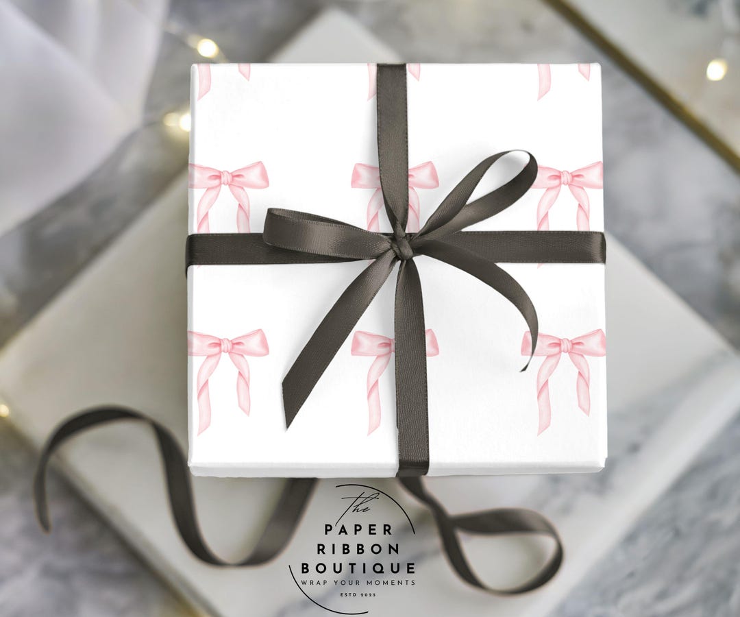 Coquette Pink Bow Wrapping Paper: Girly Satin Gift Wrap - Etsy