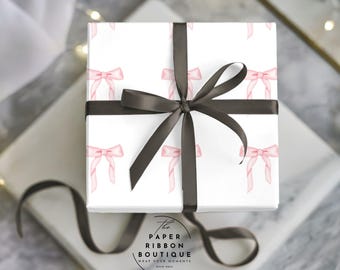 Coquette Pink Bow Wrapping Paper: Girly Satin Gift Wrap