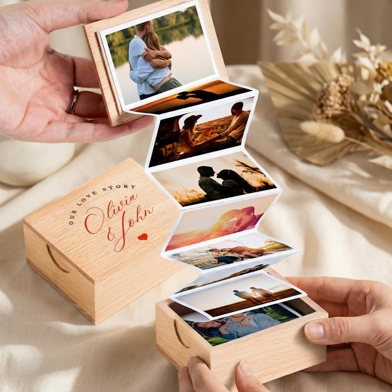 Personalized Wooden Photo Album - Pull Out Picture Keepsake image 18