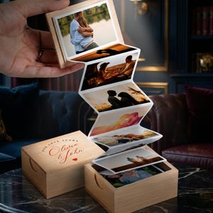 Personalized Wooden Photo Album - Pull Out Picture Keepsake image 19