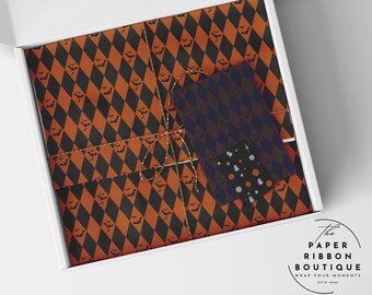 Halloween Wrapping Paper: Orange & Black Diamond Bat Pattern