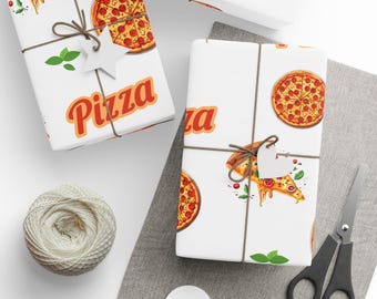 Papier do pakowania w pizzę | Arkusze do pakowania prezentów, motywy kulinarne