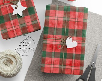 Tartan Tartan Wrapping Paper 2 Sheets 2 Labels New Year - View #6