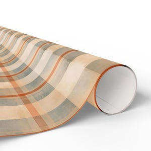 Orange and Blue Checkered Gift Wrap, 90 GSM Fine Art Paper image 3