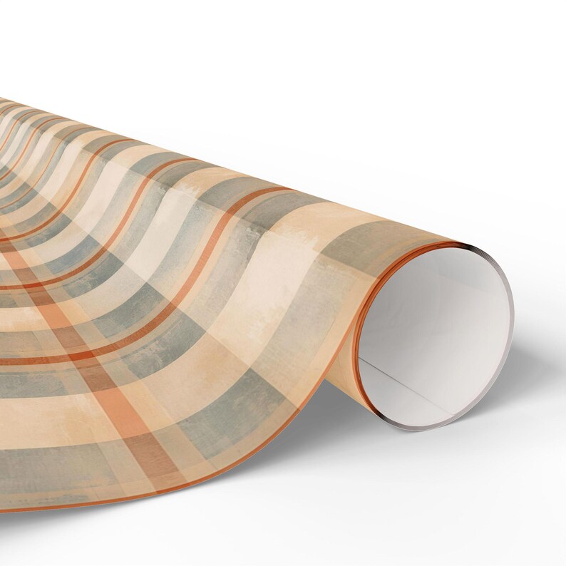 Orange and Blue Checkered Gift Wrap, 90 GSM Fine Art Paper image 3