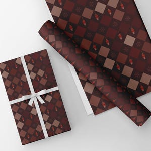Bordeauxrood kerstcadeaupapier | Notenkraker soldaat & sneeuwvlok cadeauverpakking | Feestverpakking: