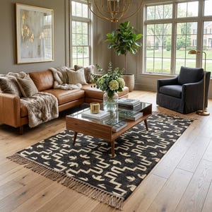Handwoven Zig Zag Kilim Runner, Wool Jute Geometric Flatweave Rug