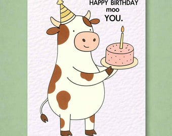Funny Cow Birthday Card: Happy Birthday Moo You Fabulous Humorous Design Greeting Card