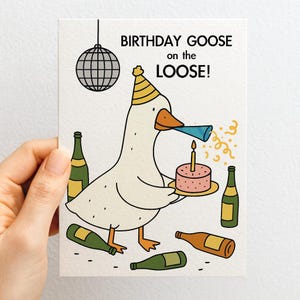 Lustige Gans Geburtstagskarte: Alberne Gans auf freiem Fuß