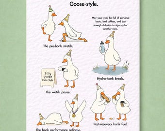 Birthday Run Club, Goose-Style Greeting Card, Funny Runners, Marathon, Half Marathon & Run Club Gift