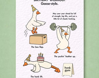 Funny CrossFit Birthday Card, Goose Fitness Gift, Gym Lover Present, Humorous Weightlifting Greeting, Workout Buddy, Coach, Athlete
