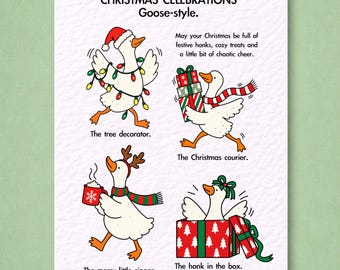 Funny Christmas Goose Card, Festive Holiday Greeting, Quirky Xmas Gift, Humorous Present, Seasonal Keepsake, Cheerful Goose Design, Xmas Fun
