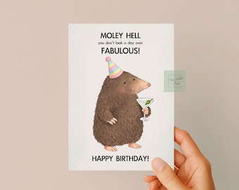 Funny Mole Birthday Card: Cute Fabulous Mole Humorous Design Greeting Card, Animal Gift, Moley Hell