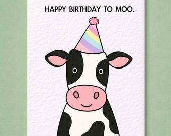 Funny Cow Birthday Card: Cute Mooey Humorous Birthday Greeting Card
