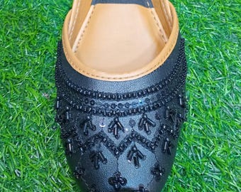 Handcrafted Leather Khussa Shoes for Women - Pakistani Ethnic Flats (Bundle of 4)