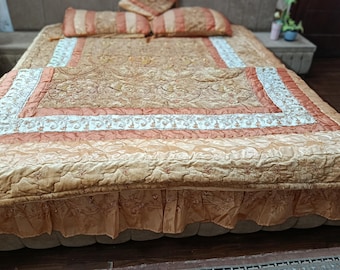Luxury King Size Embroidered Quilt Bedspread Set – Premium Designer Bedding with Pillow and Cushion Covers