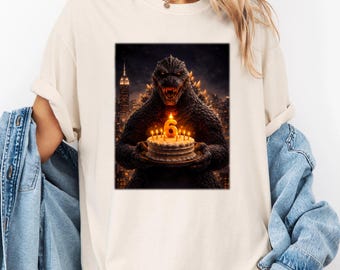 Personalized Godzilla Birthday Adult Kids Shirt, Kaiju Monster Tee, Japanese Monster Birthday Cake Party, Funny Party, Anniversary Shirt