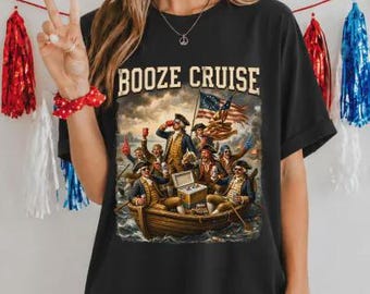Political Party 4th of July T-Shirt, Funny Red Cups Shades Booze Cruise, Patriotic Drinking Humor Shirt For Independence Day BBQ Men Women