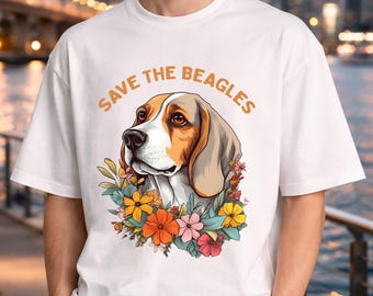 Save The Beagles Dog Lover Gift, Beagle Rescue Awareness , Cute Beagle Illustration Tee, Animal Rescue Support Shirt, Dog Mom Gift Beagle
