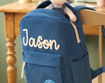 Personalized Corduroy Backpack, Custom Name Toddler Bag, Summer Camp Bag, Back to school