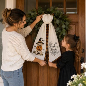 Personalized Fall Sash, Embroidered Pumpkin & Orange Gingham,Personalized Fall Monogram Decor,Orange Toile With Pumpkin Autumn Monogram Sash