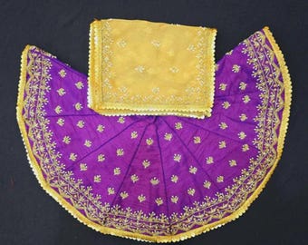 64kala handgemachte Mata Rani lila Kleid Schwere Handstickerei Arbeit poshak für navratri spezielle