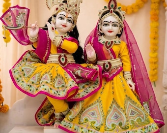 Handgemachtes Radha Krishna Idol Kleid | 64kala Yugal Jodi Poshak | iskcon Attire Kleidung von 64kala