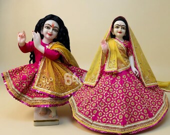 Handgemachte Mata Rani Kleid, Rosa und Goldene Poshak (31-24 inch) Festival spezielle Frau Gottheit