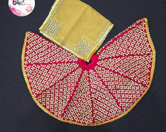 64kala Handarbeit Mata rani rotes kleid Schwere handstickerei arbeit poshak für navratri special