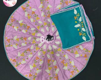 64kala handgemachte Mata Rani Lavender Kleid Schwere Handstickerei Arbeit poshak für navratri spezielle