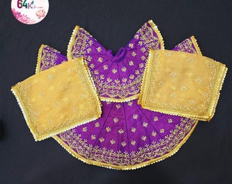 Handgemachte 64kala Radha Krishna Poshak | Künstlerische Gottheit Kleid | Vrindavan höchstes Janmashtami Kostüm | Jugal jodi