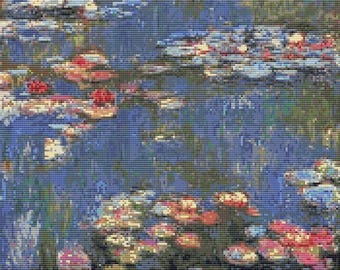 Claude Monet Water Lilies Counted Cross Stitch Kit or Pattern Only
