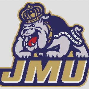 James Madison University Duke Bulldog OFFICIALLY LICENSED Counted Cross Stitch Kit or Pattern Only