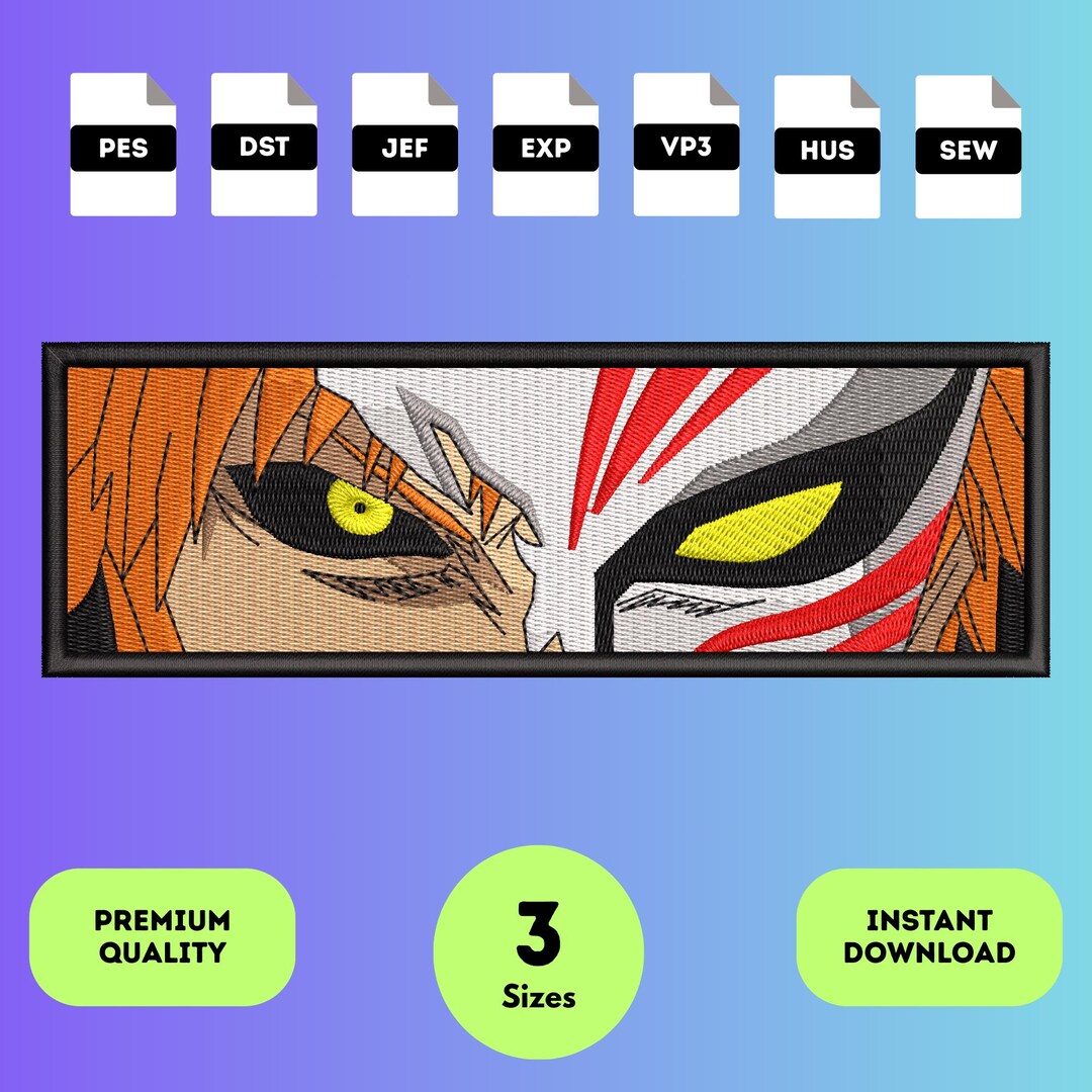 Anime Split Form Eye Panel Embroidery Patch – High Detail Stitch Design ...