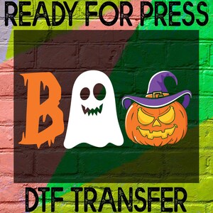 Halloween Boo Ready To Press, Halloween Ghost Dtf, Pumpkin Ghost Boo Heat Transfer