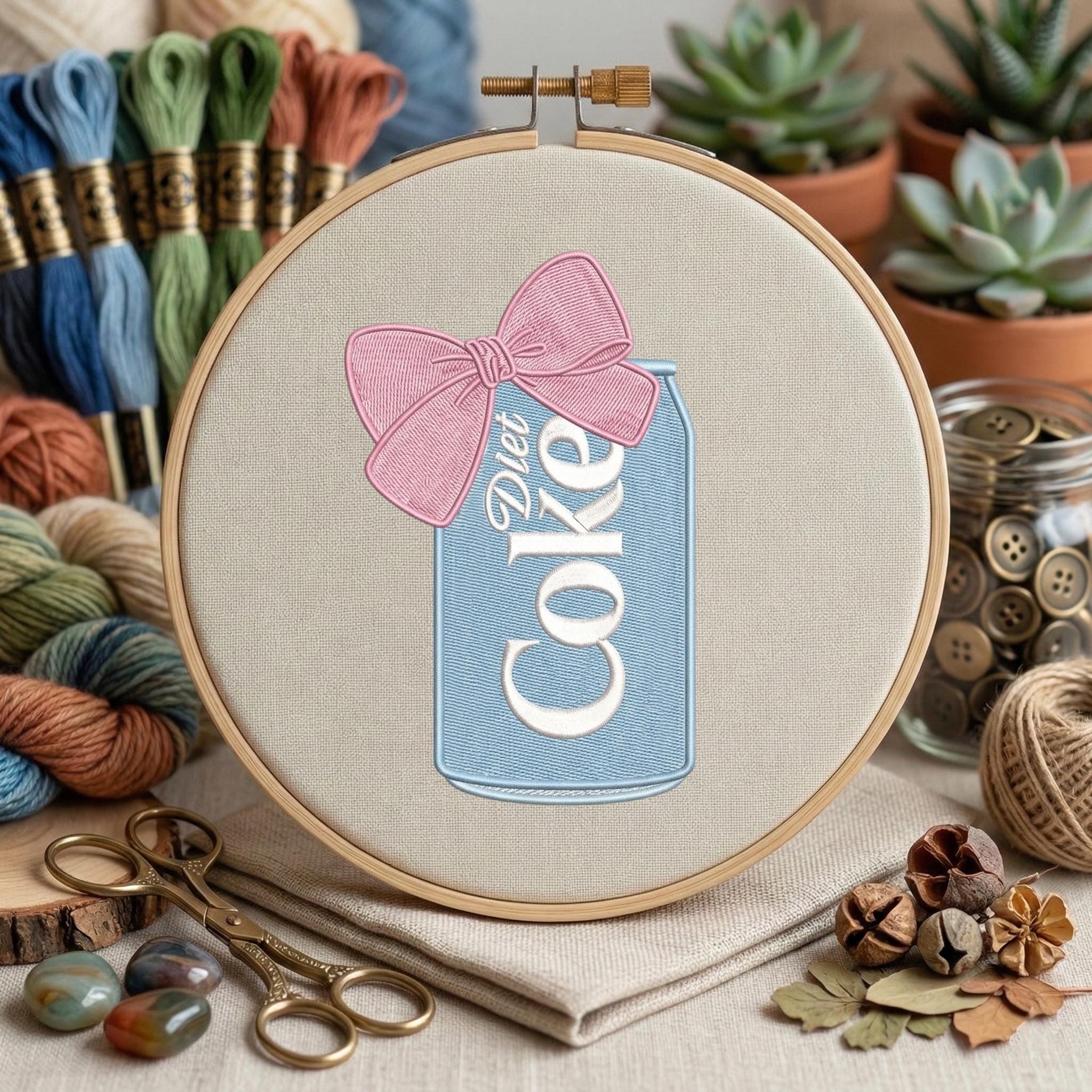 Diet Coke Bow Embroidery Design, Coquette Soda Can, Cute Girly Drink ...