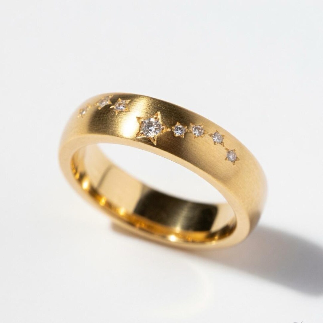18K Gold Star Constellation Ring, Diamond Celestial Band, Stacking ...