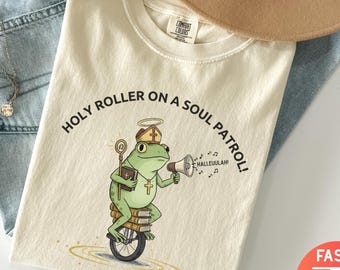 Comfort Colors® Holy Roller Funny Frog Christian Shirt, Christian Religion Trending Shirt, Christian Tee Gift, Bible Study Tee, Church Shirt